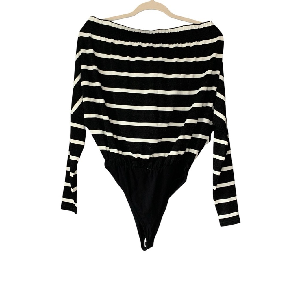 Ramy Brook New‎ York NWOT black & white striped long sleeve bodysuit. Size XS/TP